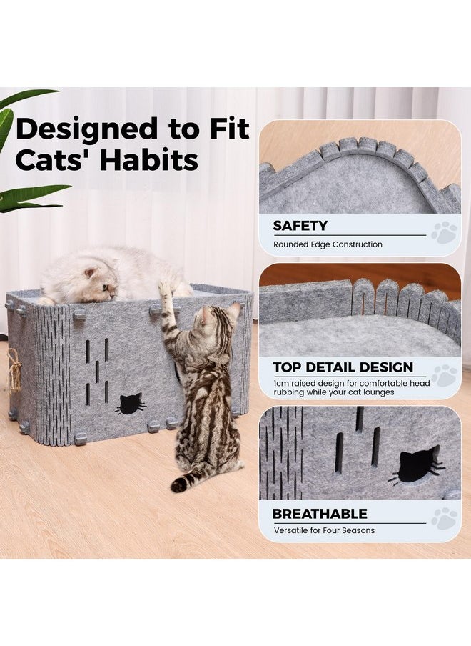 Aitmexcn Cat House for Indoor Cats, Cozy Cat Bed Cave, Scratch Resistant Peekaboo Cat Caves, Modern Cat Enclosed House Hideaway for Multiple & Large Cats, Grey