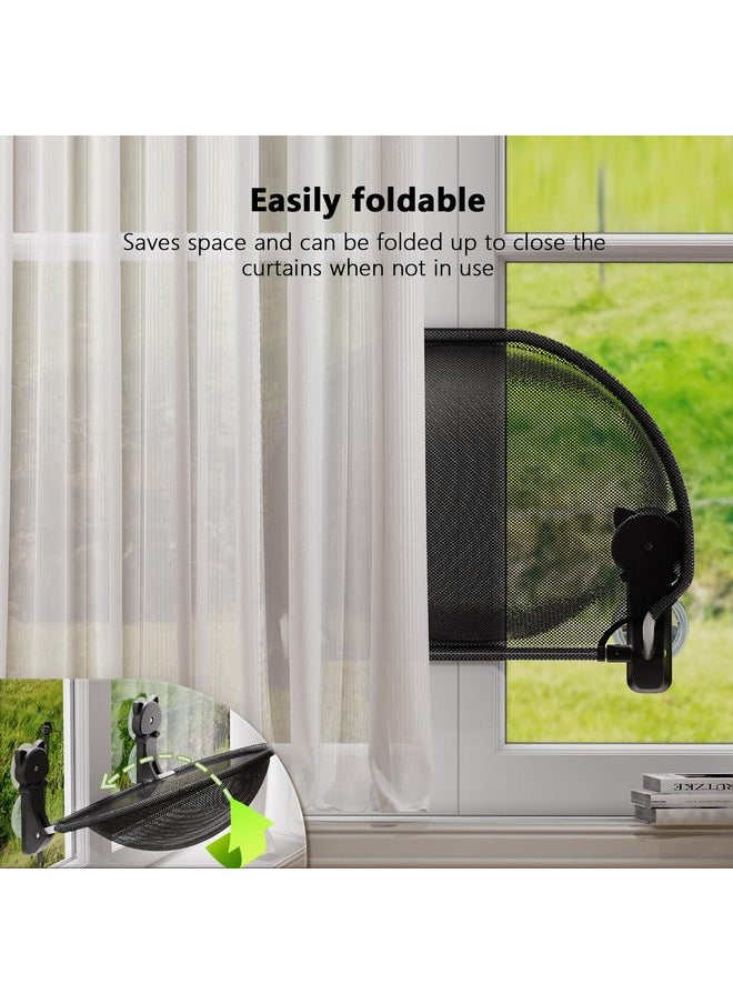 JUNSPOW Cat Window Perch Cordless, Foldable & Stable Cat Beds- Breathable Cat Window Hammock for Overlooking, Sunbathing and Climbing - Maximum Hold Up to 40lb
