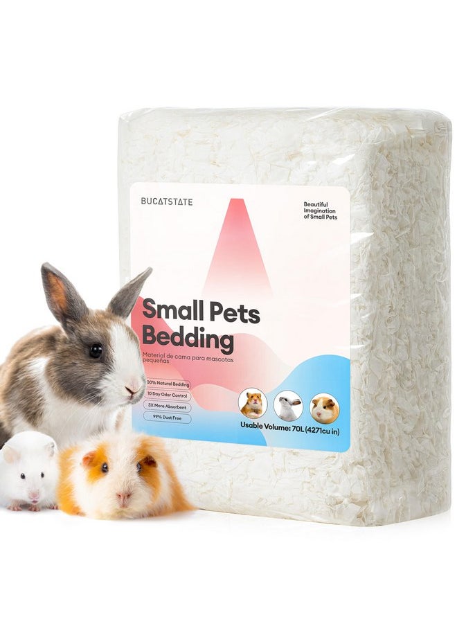 BUCATSTATE Guinea Pig Bedding 70L, 99% Dust-Free and Odor Control Hamster Bedding, Natural Paper Rabbit Bedding for Rat Syrian Dwarf Hamsters Gerbils (White)
