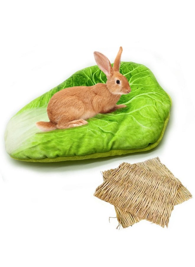 kathson Bunny Bed Guinea Pig Warm Bed with Grass Mat Rabbit Warm Fleece Sleep Pad Small Animal Cages Sleeping Mat Sleep Bed for Squirrel Chinchilla Hedgehog Hamster Cat