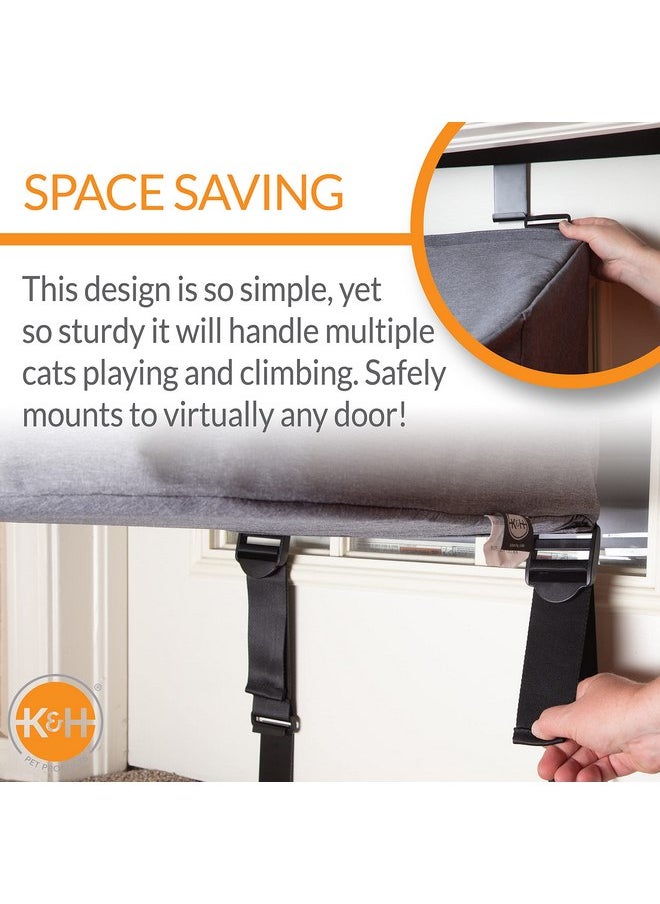K&H Pet Products Hangin' Cat Condo Door Mounted Cat Furniture Cat Tree Classy Gray 3 Story
