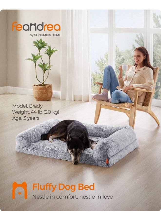 Feandrea Dog Bed, Orthopaedic Dog Sofa Bed for Medium Dogs, Waterproof Ped Bed with Removable Washable Cover, 36 x 27 x 9 Inches, Gray Ombré UPGW232G01