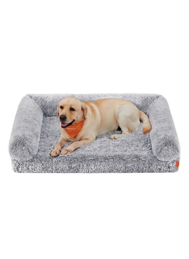 Feandrea Dog Bed, Orthopaedic Dog Sofa Bed for Medium Dogs, Waterproof Ped Bed with Removable Washable Cover, 36 x 27 x 9 Inches, Gray Ombré UPGW232G01