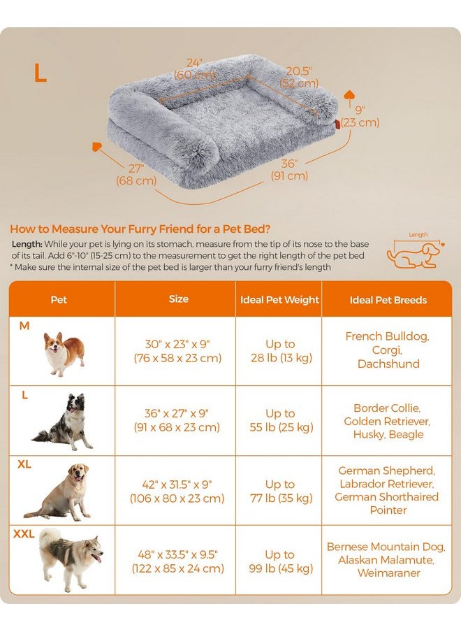 Feandrea Dog Bed, Orthopaedic Dog Sofa Bed for Medium Dogs, Waterproof Ped Bed with Removable Washable Cover, 36 x 27 x 9 Inches, Gray Ombré UPGW232G01