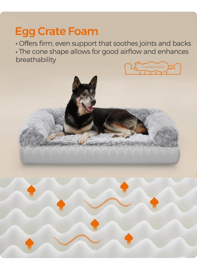 Feandrea Dog Bed, Orthopaedic Dog Sofa Bed for Medium Dogs, Waterproof Ped Bed with Removable Washable Cover, 36 x 27 x 9 Inches, Gray Ombré UPGW232G01