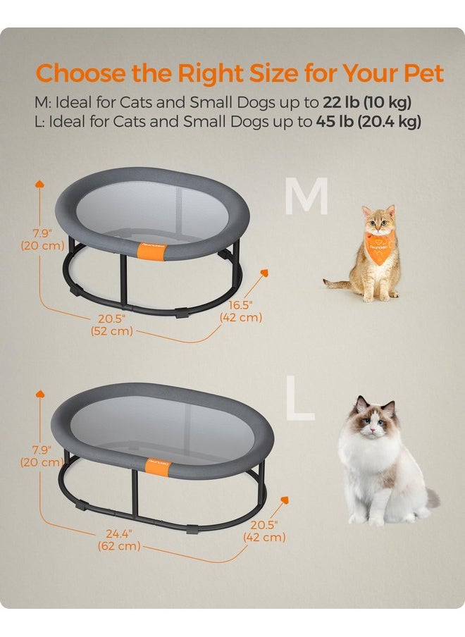 Feandrea Pet Bed, Cat Hammock, Elevated Cat Bed for Multiple Cats, with Removable Washable Mesh, for Pets up to 20 lb, Oval, Gray UPCB001G01