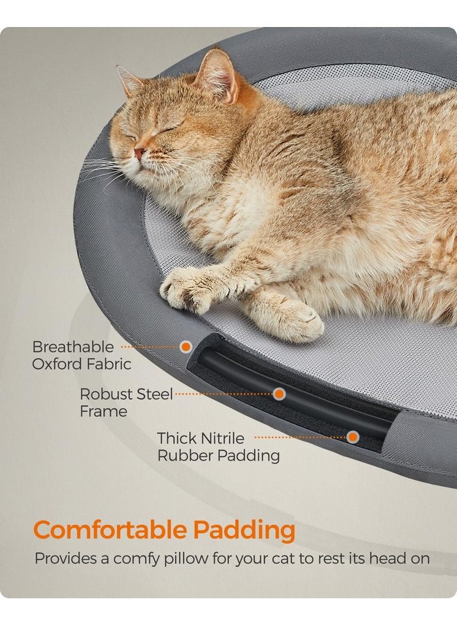 Feandrea Pet Bed, Cat Hammock, Elevated Cat Bed for Multiple Cats, with Removable Washable Mesh, for Pets up to 20 lb, Oval, Gray UPCB001G01