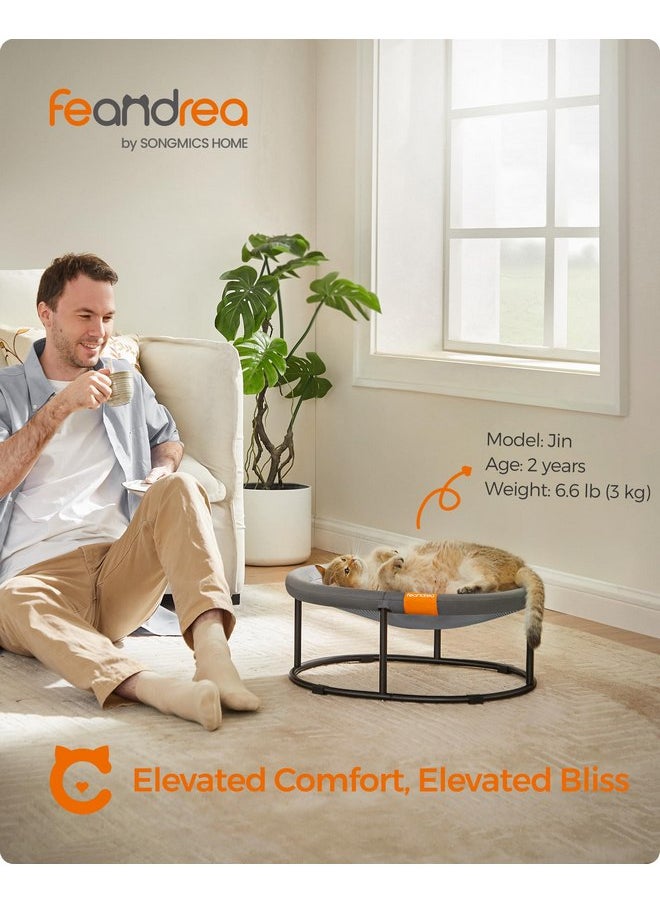Feandrea Pet Bed, Cat Hammock, Elevated Cat Bed for Multiple Cats, with Removable Washable Mesh, for Pets up to 20 lb, Oval, Gray UPCB001G01