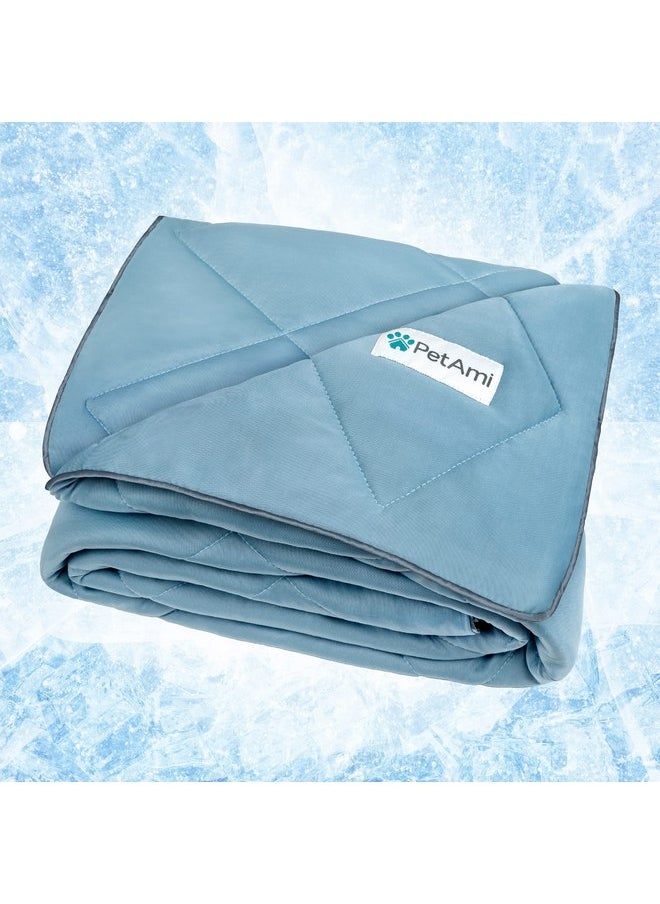PetAmi Premium Cooling Dog Blanket | Lightweight Fluffy Pet Throw Blanket Bed Cover for Dogs, Cat, Puppies | Pet Blanket Furniture Protector Couch Sofa | Reversible Fuzzy Cozy | 40x60, Dusty Blue