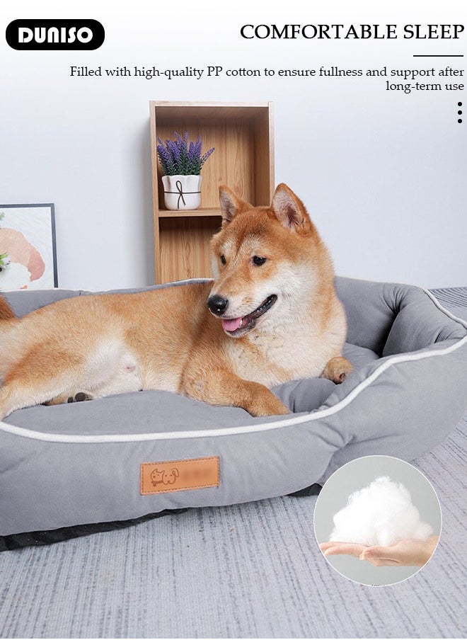 Dog Bed, Non-Slip Pet Sofa Lounger Puppy Couch Removable Machine Washable Cover Cushion Big Cat Kennel Cot, Medium Large Adult Dogs Kitten Sleeping Mattress
