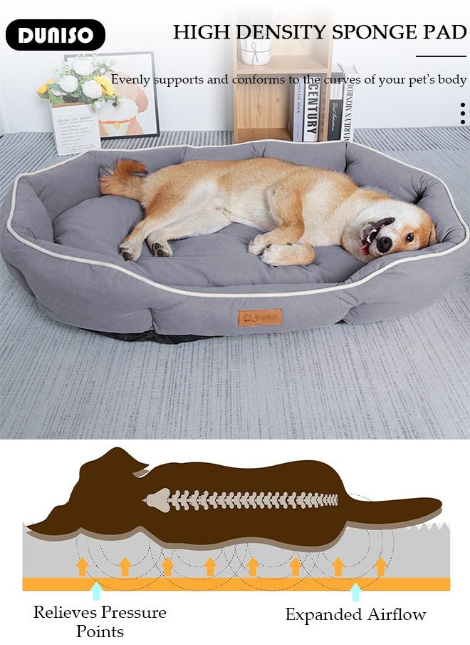 Dog Bed, Non-Slip Pet Sofa Lounger Puppy Couch Removable Machine Washable Cover Cushion Big Cat Kennel Cot, Medium Large Adult Dogs Kitten Sleeping Mattress