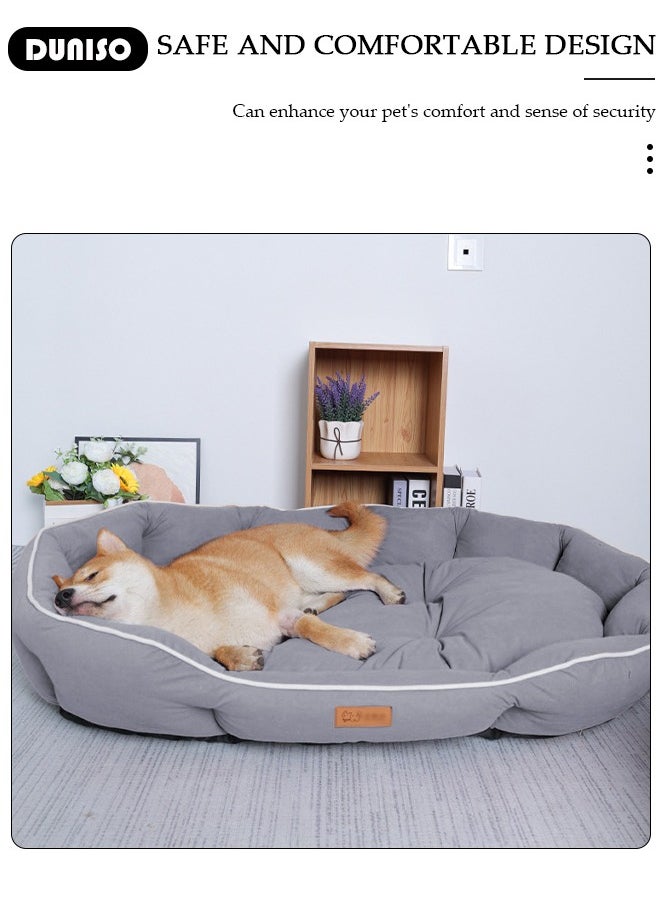 Dog Bed, Non-Slip Pet Sofa Lounger Puppy Couch Removable Machine Washable Cover Cushion Big Cat Kennel Cot, Medium Large Adult Dogs Kitten Sleeping Mattress