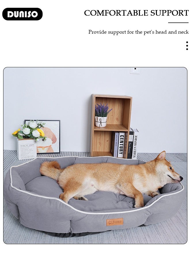 Dog Bed, Non-Slip Pet Sofa Lounger Puppy Couch Removable Machine Washable Cover Cushion Big Cat Kennel Cot, Medium Large Adult Dogs Kitten Sleeping Mattress