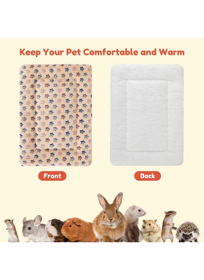 Rypet Small Animal Bed 2PCS - Guinea Pig Bed House Winter Warm Fleece Sleep Pad for Hamster Squirrel Hedgehog Chinchilla and Other Small Animals, Star