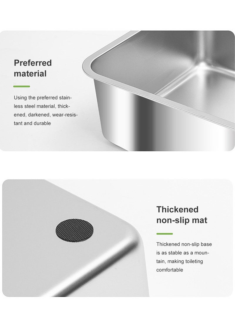 Stainless Steel Cat Litter Box Easy to Clean Cat Litter Box Oversized Anti-Splash Anti-Leakage Sand Splash-Proof Closed Cat Litter Box