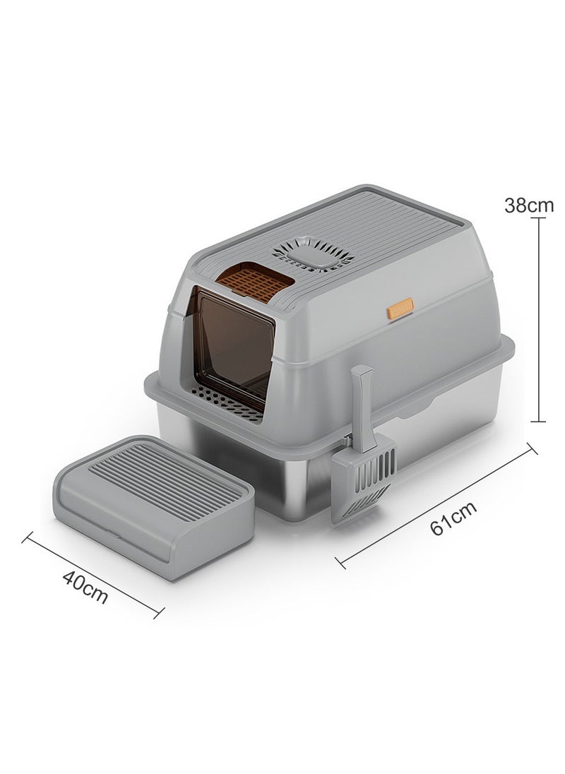 Stainless Steel Cat Litter Box Easy to Clean Cat Litter Box Oversized Anti-Splash Anti-Leakage Sand Splash-Proof Closed Cat Litter Box