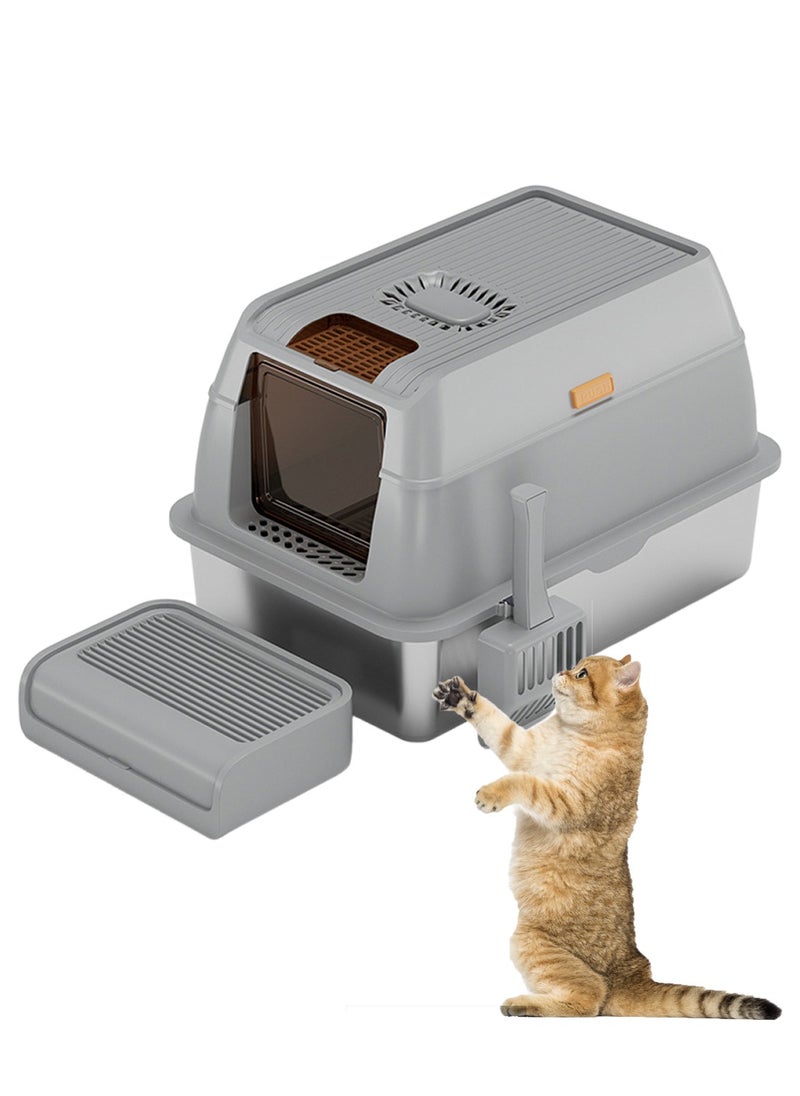 Stainless Steel Cat Litter Box Easy to Clean Cat Litter Box Oversized Anti-Splash Anti-Leakage Sand Splash-Proof Closed Cat Litter Box