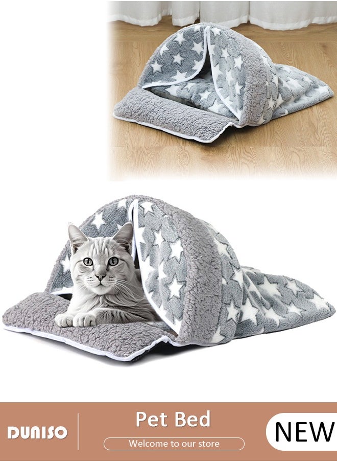 Pet Bed, Washable Keep Warm Cat Nest, Cat Calming Bed, Closed Puppy Sleeping Nest, Windproof Cave Sleeping Nest Bed, Soft Indoor Pet House for Cat and Little Dog