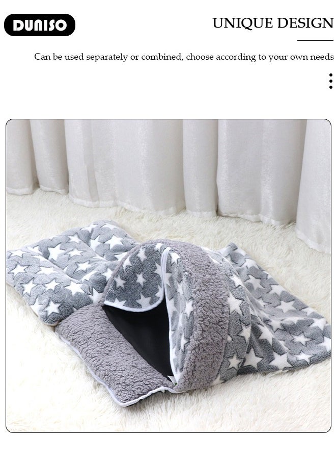 Pet Bed, Washable Keep Warm Cat Nest, Cat Calming Bed, Closed Puppy Sleeping Nest, Windproof Cave Sleeping Nest Bed, Soft Indoor Pet House for Cat and Little Dog