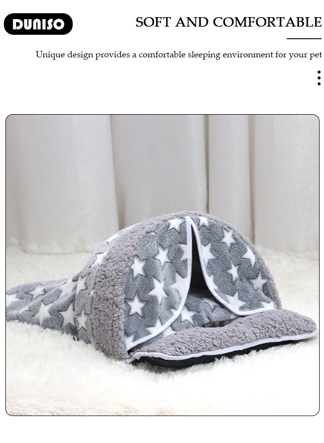 Pet Bed, Washable Keep Warm Cat Nest, Cat Calming Bed, Closed Puppy Sleeping Nest, Windproof Cave Sleeping Nest Bed, Soft Indoor Pet House for Cat and Little Dog