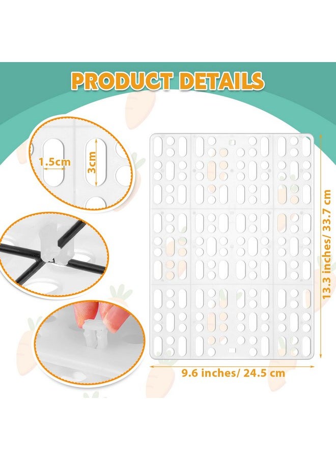 BBTO 24 Pieces Plastic Rabbit Cage Mat Durable Rabbit Feet Pad Small Animal Feet Pad Cage Resting Mat with a Convenient Connectors, Bunny Pads for Easy Cleaning for Bunny Rat Guinea Cats(White)