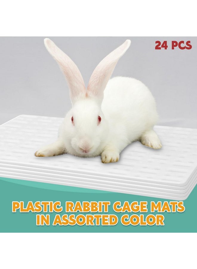 BBTO 24 Pieces Plastic Rabbit Cage Mat Durable Rabbit Feet Pad Small Animal Feet Pad Cage Resting Mat with a Convenient Connectors, Bunny Pads for Easy Cleaning for Bunny Rat Guinea Cats(White)