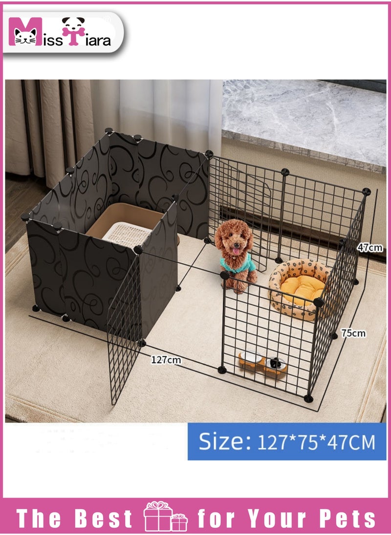 Pet fence dog isolation indoor small dog kennel with toilet area can be freely combined Size: 127*75*47