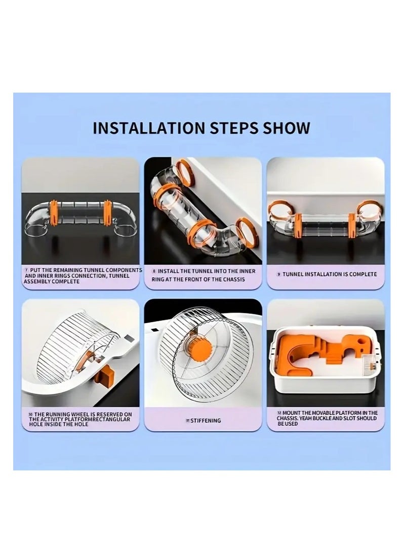 Hamster Cage,Small Animals, Cage, Hamster Transparent Home (External Pipe Included)