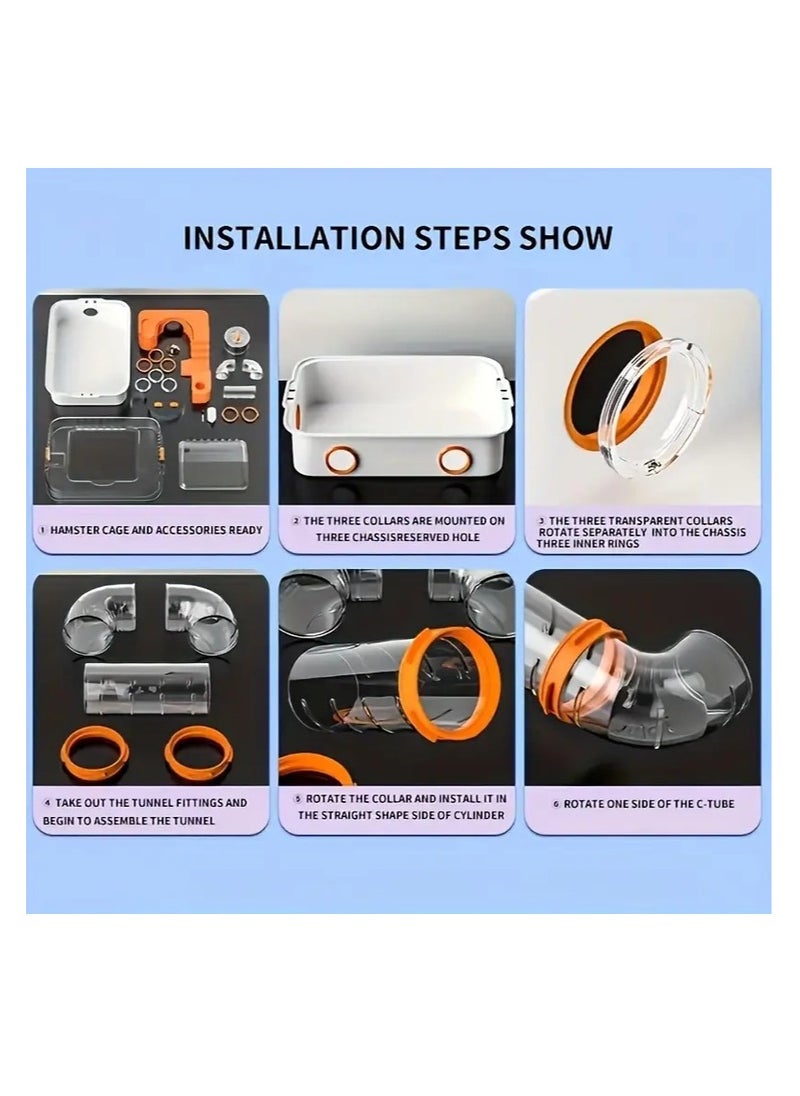 Hamster Cage,Small Animals, Cage, Hamster Transparent Home (External Pipe Included)