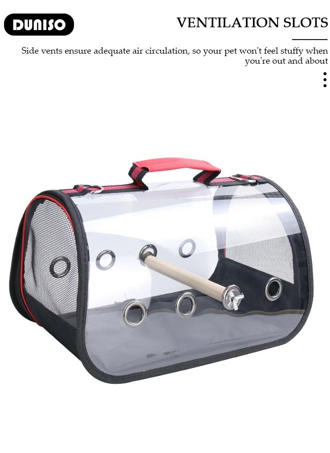 Bird Carrier Bag,Pet Bird Travel Bag with Stand Perch,Portable Parrot Carrier Transparent Breathable Travel Cage,Lightweight Bird&Small Animals Carrier,Bird Travel Cage