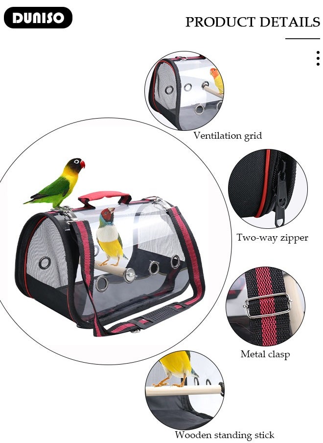 Bird Carrier Bag,Pet Bird Travel Bag with Stand Perch,Portable Parrot Carrier Transparent Breathable Travel Cage,Lightweight Bird&Small Animals Carrier,Bird Travel Cage