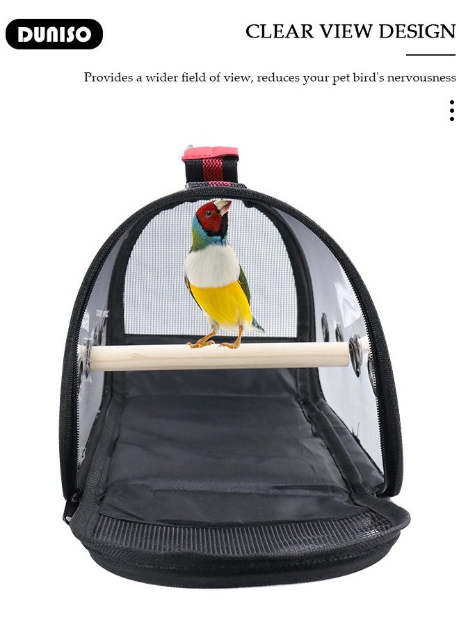 Bird Carrier Bag,Pet Bird Travel Bag with Stand Perch,Portable Parrot Carrier Transparent Breathable Travel Cage,Lightweight Bird&Small Animals Carrier,Bird Travel Cage