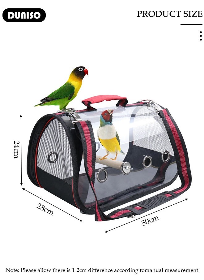 Bird Carrier Bag,Pet Bird Travel Bag with Stand Perch,Portable Parrot Carrier Transparent Breathable Travel Cage,Lightweight Bird&Small Animals Carrier,Bird Travel Cage