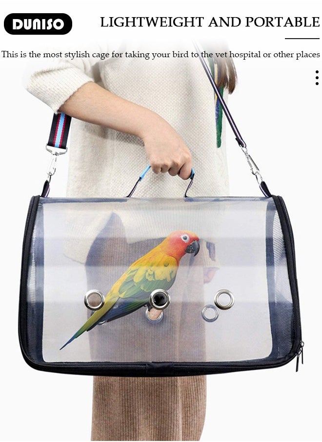 Bird Carrier Bag,Pet Bird Travel Bag with Stand Perch,Portable Parrot Carrier Transparent Breathable Travel Cage,Lightweight Bird&Small Animals Carrier,Bird Travel Cage