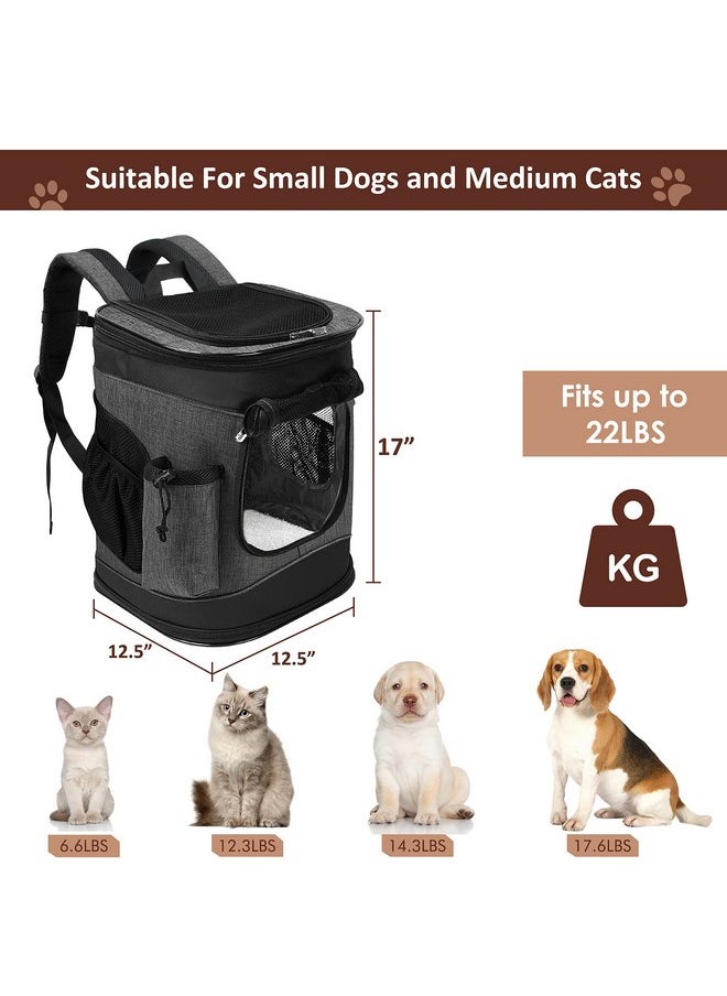 Tirrinia Pet Backpack Carrier for Small Cats & Dogs | Two-Sided Entry Airline-Approved, Padded Back Support Travel Carriers for Hiking, Walking, Cycling & Outdoor