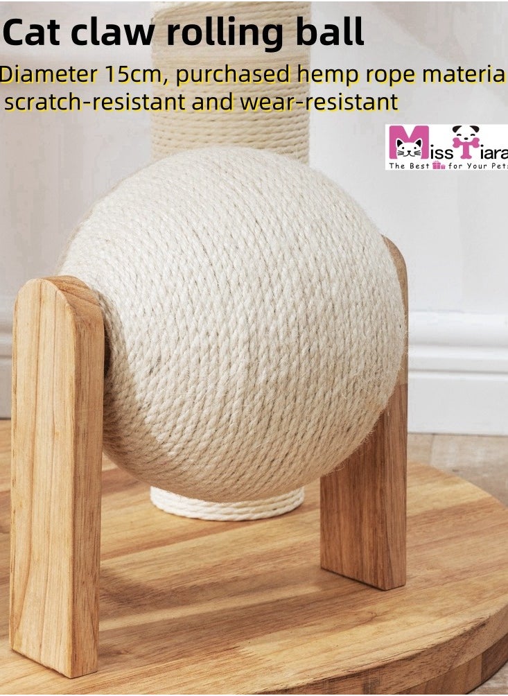 Cat Tree Tower, Cat Bed with Toy, Cat Furniture Scratching Tree for Indoor Cat, Manual Hand Woven Tall Wood Cat House,Includes 45cm large cat bed with 15cm Cat scratching ball toys,New Cat Condo Unique Cat Gift