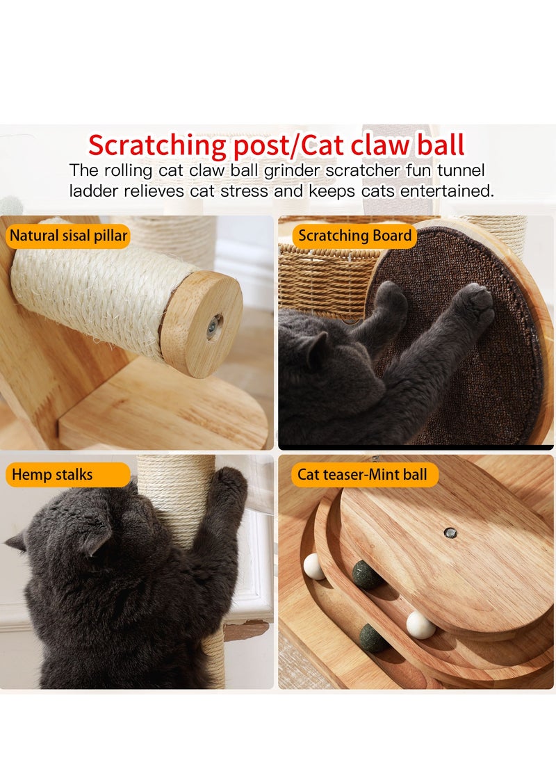Cat Tree Tower, Cat Nest, Cat bed, Modern Design Cat Furniture Scratching Tree for Indoor Cat, Large Cats, Hand Woven Tall Wood Luxury Cat Condo, Cat House, Unique High-end Design Cat Activity Centre, Easy Clean ,Cat Lover Gift