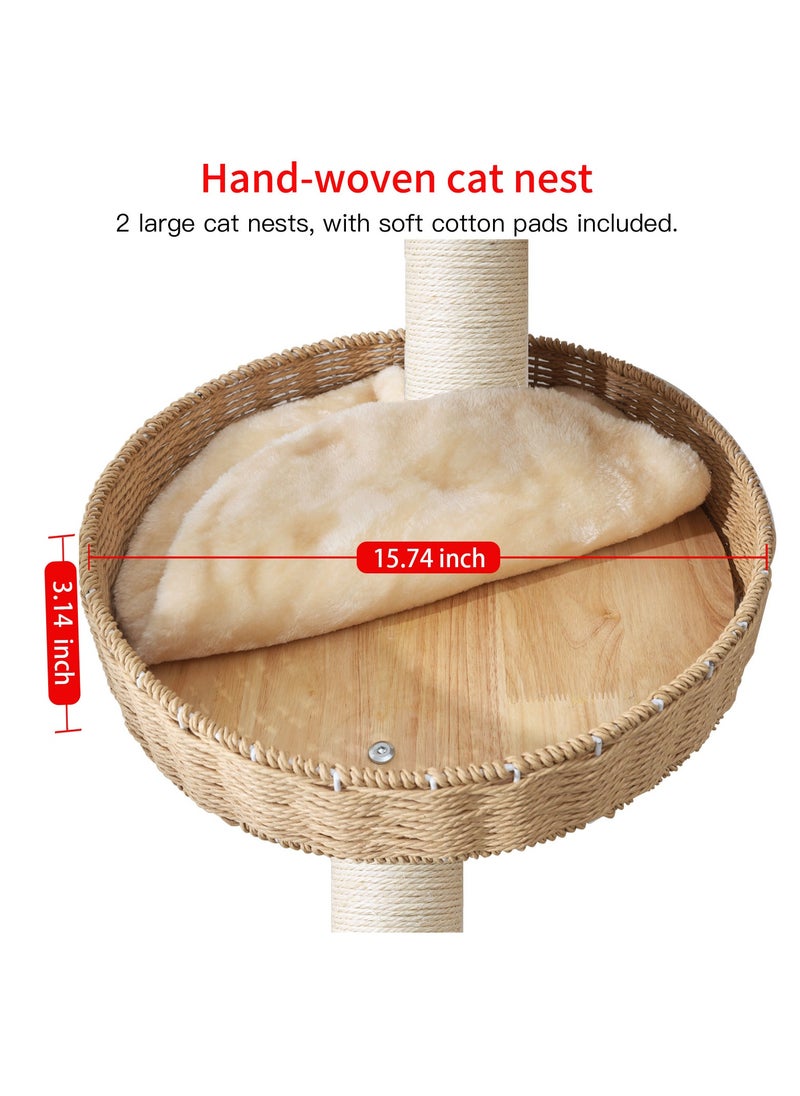 Cat Tree Tower, Cat Nest, Cat bed, Modern Design Cat Furniture Scratching Tree for Indoor Cat, Large Cats, Hand Woven Tall Wood Luxury Cat Condo, Cat House, Unique High-end Design Cat Activity Centre, Easy Clean ,Cat Lover Gift