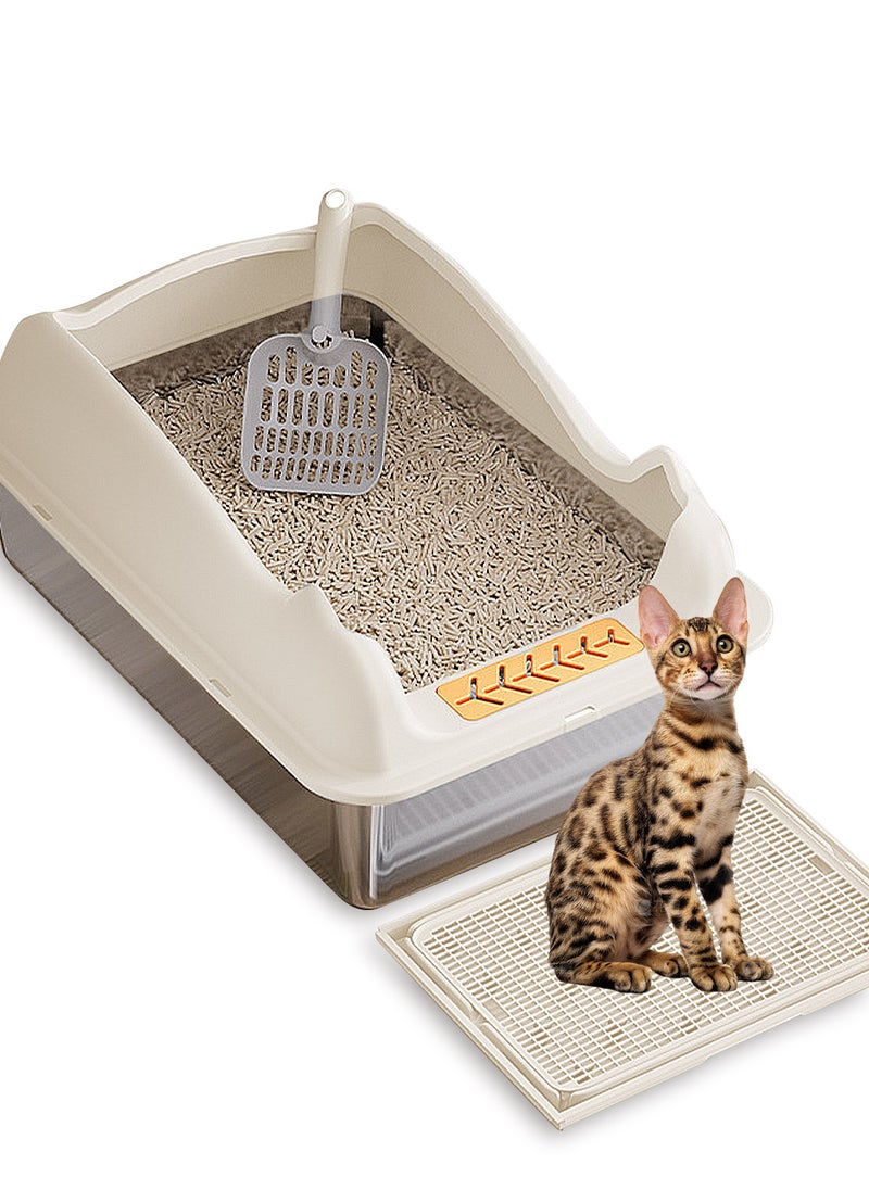 Stainless Steel Cat Litter Box Metal Cat Litter Box Tray with High Wall Sides Easy to Clean