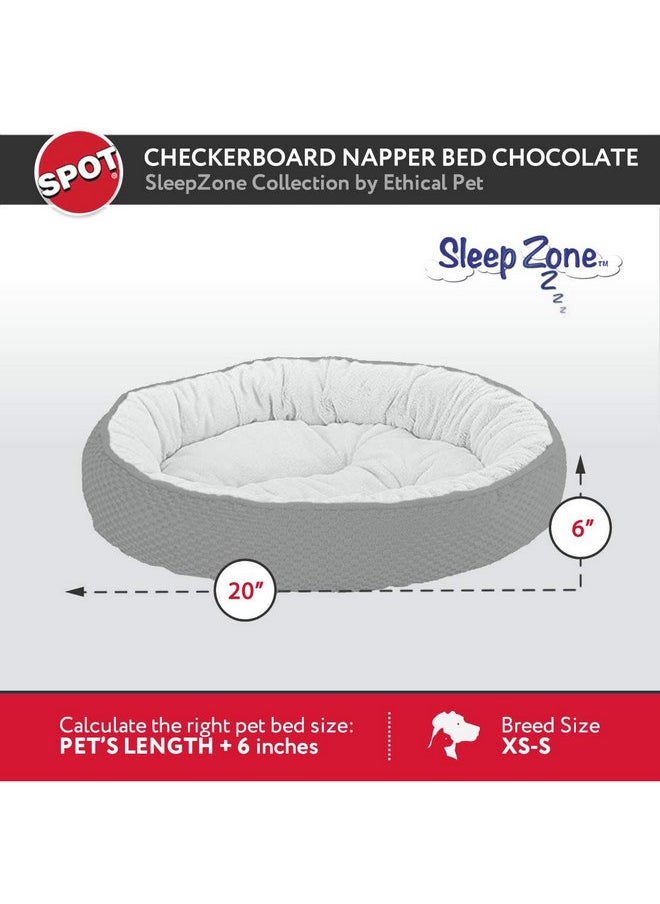 Sleep Zone Checkerboard Napper Pet Bed 20x20 / Chocolate - Pet Bed for Cats and Small Dogs - Attractive, Durable, Comfortable, Washable. By SPOT