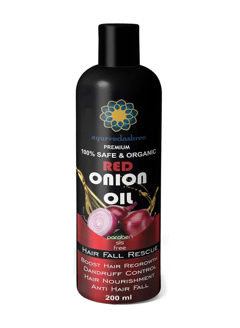 Hair Treatment Oil with Red Onion, Oil blends of Black Seed, Pure Argan, Sandalwood & Rose - 200 Ml/6.7 fl oz