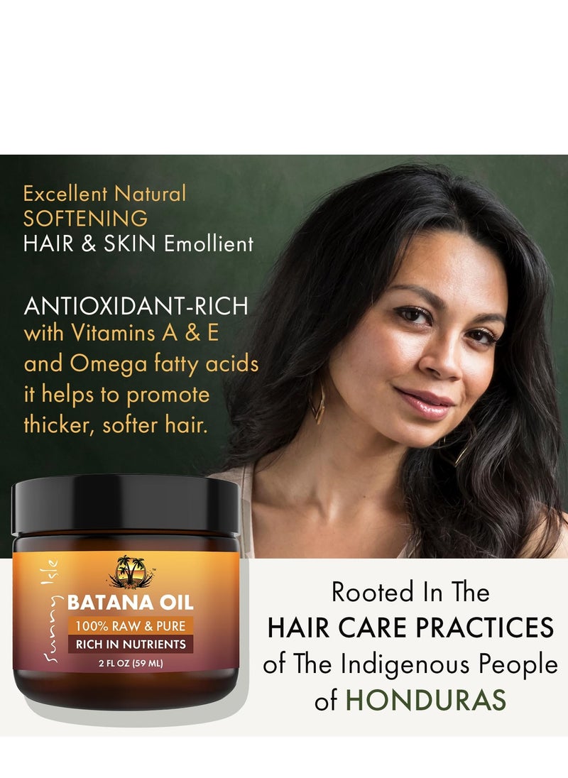 Sunny Isle 100% Raw & Pure Batana Oil 2oz | For Hair Growth from Honduras | Promotes Hair Thickness