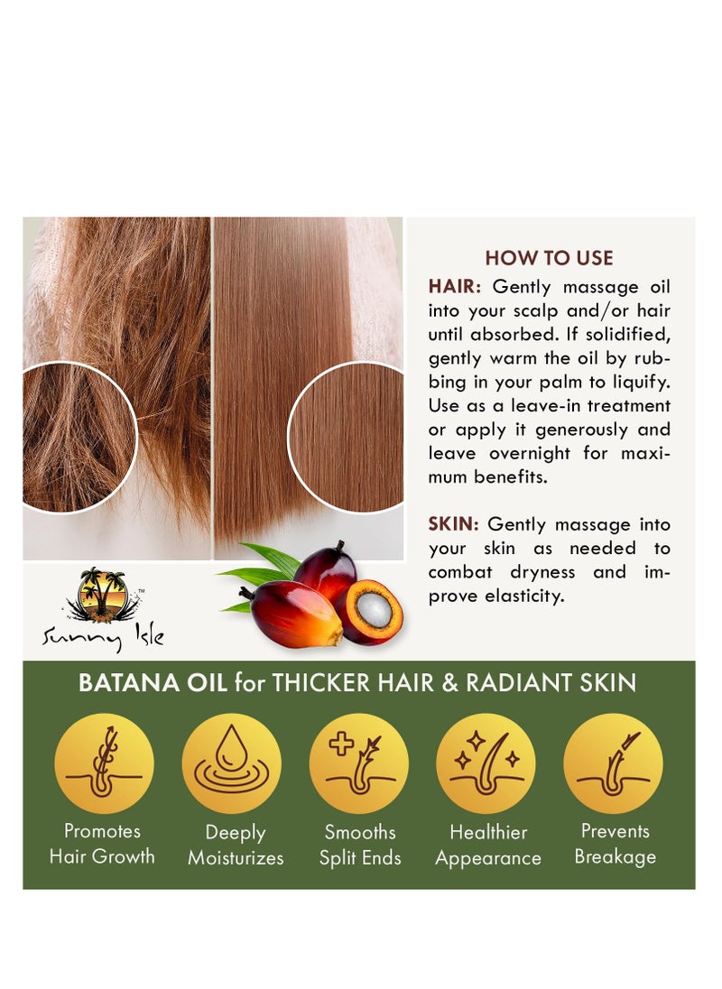 Sunny Isle 100% Raw & Pure Batana Oil 2oz | For Hair Growth from Honduras | Promotes Hair Thickness