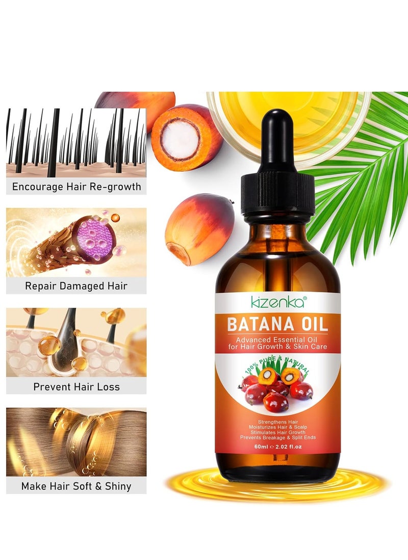 2 Pack Batana Oil for Hair Growth, 100% Pure Natural Raw Batana Oil for Hair Growth, Organic Batana Oi, Prevent Hair Loss, Moisturize Scalp, Restore Dry Damanged Hair for Men & Women