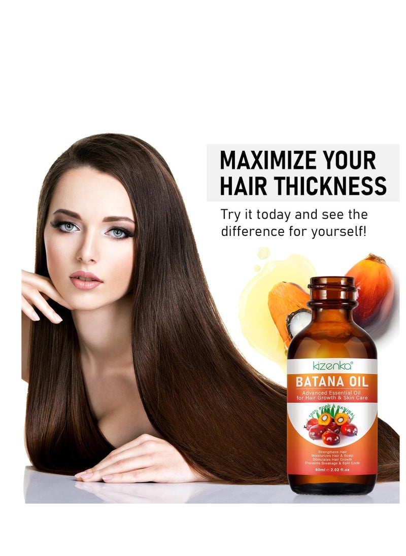 2 Pack Batana Oil for Hair Growth, 100% Pure Natural Raw Batana Oil for Hair Growth, Organic Batana Oi, Prevent Hair Loss, Moisturize Scalp, Restore Dry Damanged Hair for Men & Women