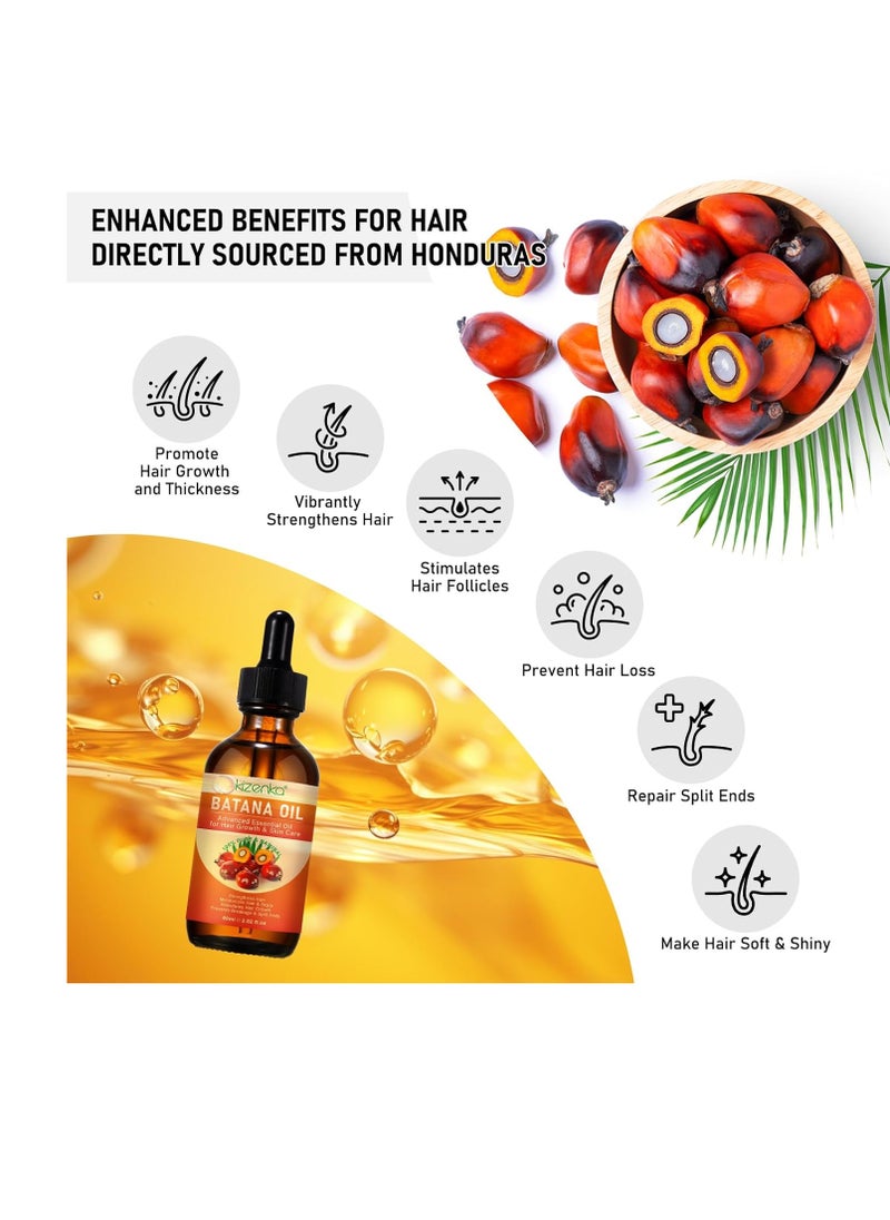 2 Pack Batana Oil for Hair Growth, 100% Pure Natural Raw Batana Oil for Hair Growth, Organic Batana Oi, Prevent Hair Loss, Moisturize Scalp, Restore Dry Damanged Hair for Men & Women
