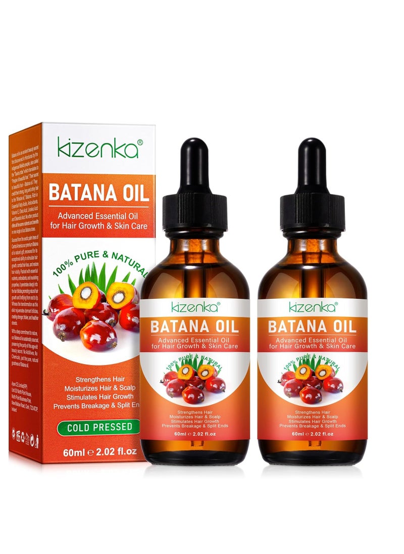 2 Pack Batana Oil for Hair Growth, 100% Pure Natural Raw Batana Oil for Hair Growth, Organic Batana Oi, Prevent Hair Loss, Moisturize Scalp, Restore Dry Damanged Hair for Men & Women