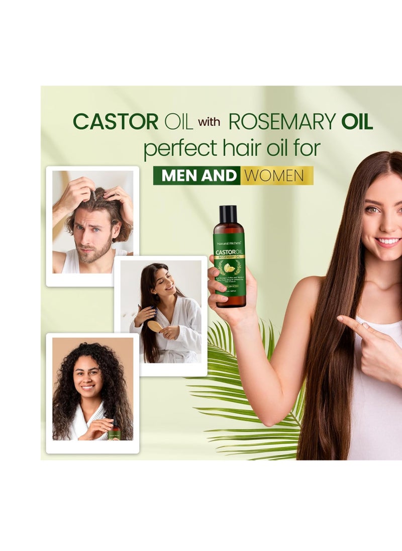 Natural Riches Castor Oil with Rosemary Oil, 8 fl oz, For Stronger, Fuller and Thicker Hair Growth Handcraft Blends Organic Castor Oil with Rosemary Oil Premium Grade hair treatment.
