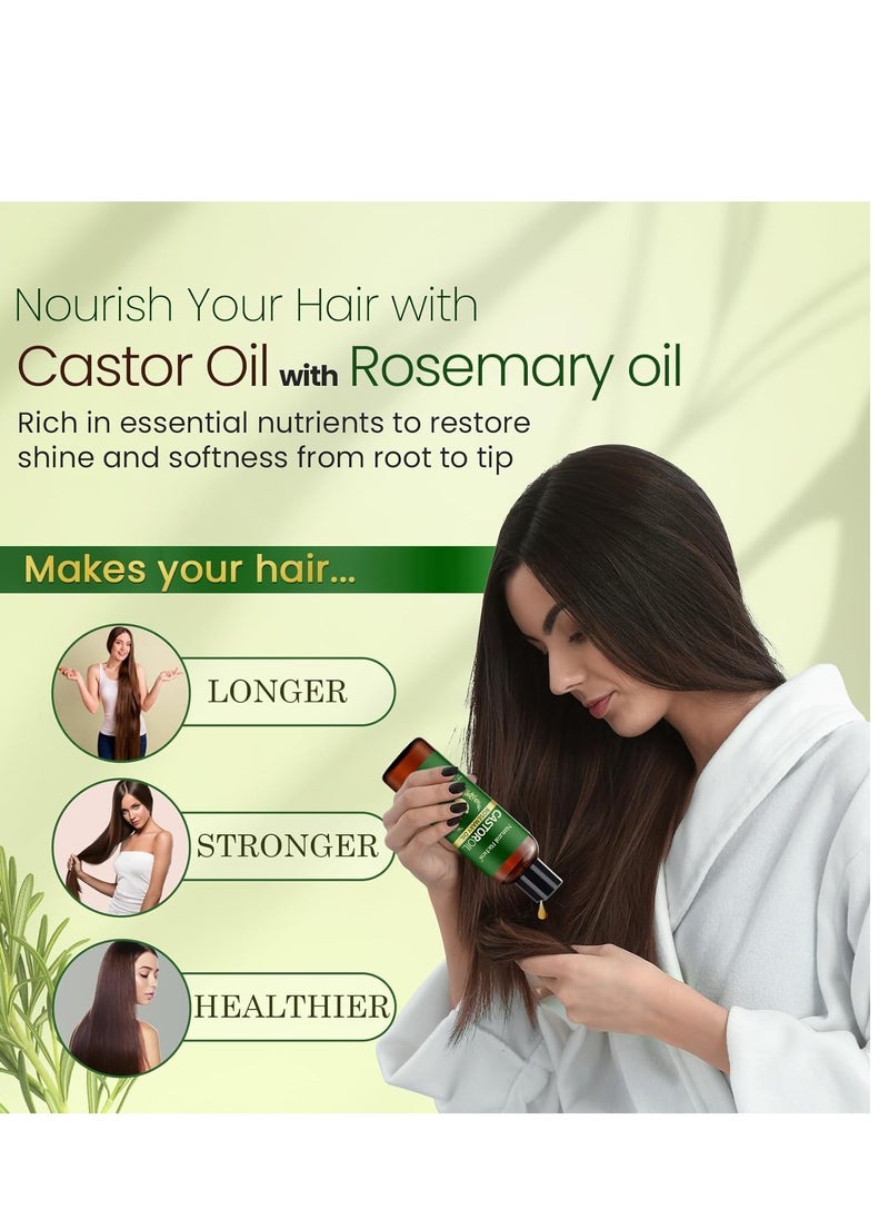 Natural Riches Castor Oil with Rosemary Oil, 8 fl oz, For Stronger, Fuller and Thicker Hair Growth Handcraft Blends Organic Castor Oil with Rosemary Oil Premium Grade hair treatment.