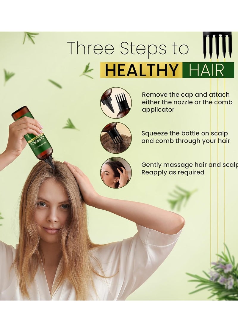 Natural Riches Castor Oil with Rosemary Oil, 8 fl oz, For Stronger, Fuller and Thicker Hair Growth Handcraft Blends Organic Castor Oil with Rosemary Oil Premium Grade hair treatment.
